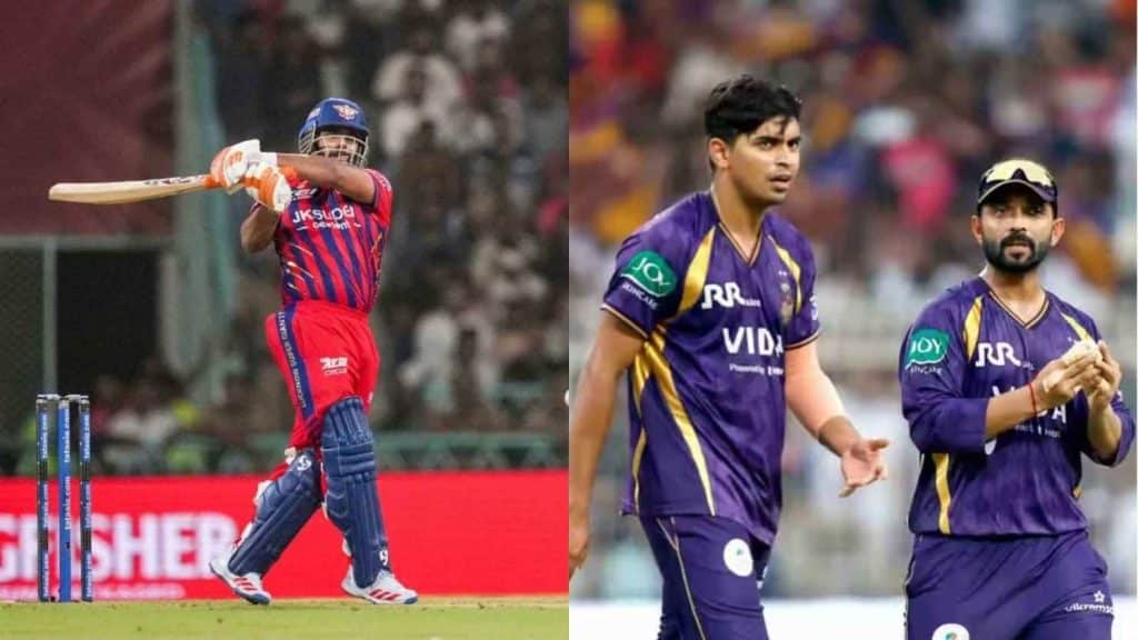 Kolkata Knight Riders and Lucknow Super Giants players in action during a thrilling Super Over finish in IPL 2026.