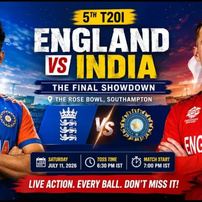 Get the latest England vs India 5th T20I 2026 preview, probable playing XI, pitch report, match prediction, live streaming details, injury updates, and key player battles from The Rose Bowl, Southampton.