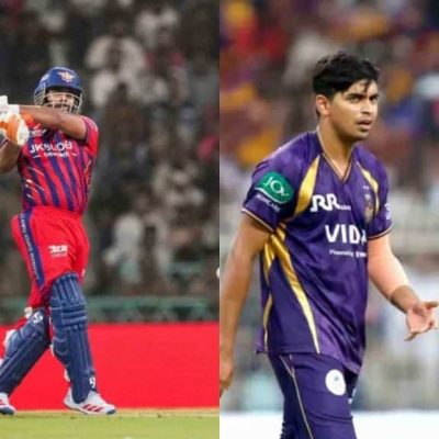 Kolkata Knight Riders and Lucknow Super Giants players in action during a thrilling Super Over finish in IPL 2026.