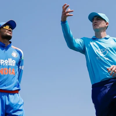 India vs England 2nd ODI highlights banner featuring a dramatic cricket stadium scene with Indian and England players, showcasing a thrilling match where England won by four wickets and Joe Root starred with an unbeaten 99.