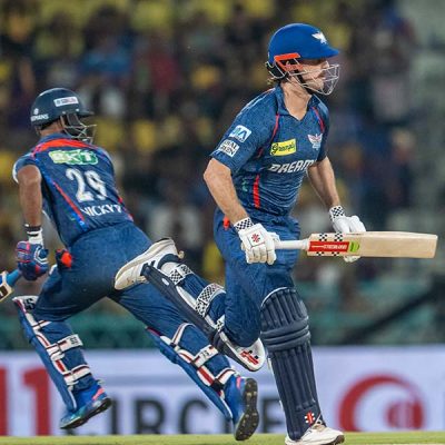 Lucknow celebrates a 5-wicket victory against Hyderabad in IPL 2026 match