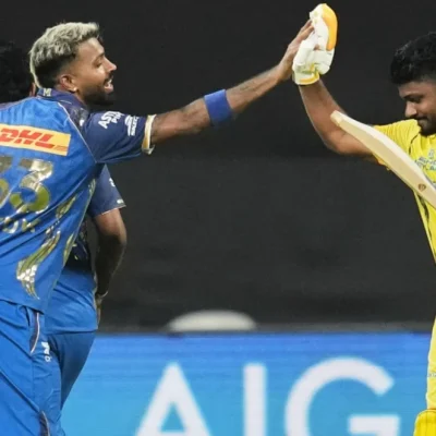 Sanju Samson celebrates his century while Akeal Hosein shines with 4/17 as Chennai Super Kings dominate Mumbai Indians in IPL 2026.